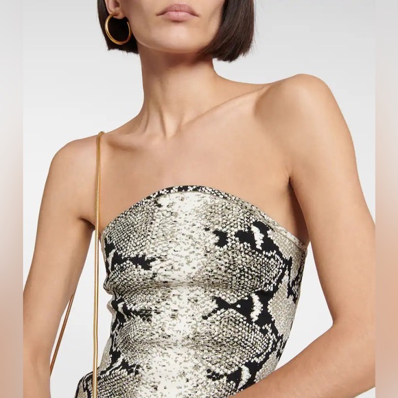 KHAITE Rumer Strapless Snake-Print Midi Dress small euc - Picture 4 of 14